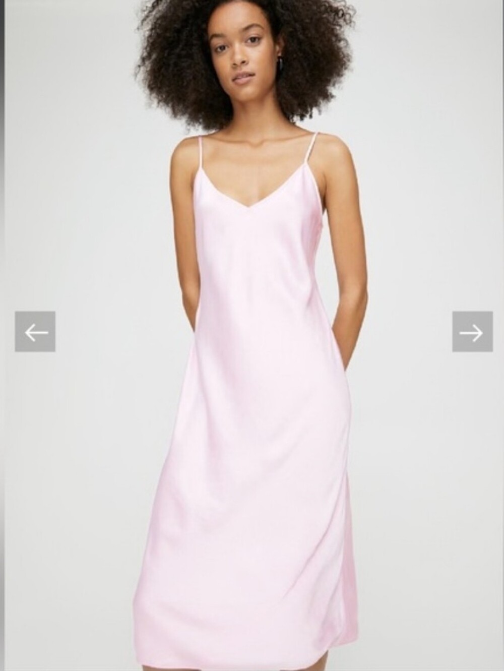 Wilfred Pink Satin Midi Slip Dress